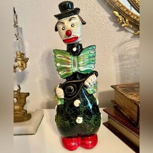 Vintage Tilso Clown Decanter Japanese Sake Bottle Hand Painted